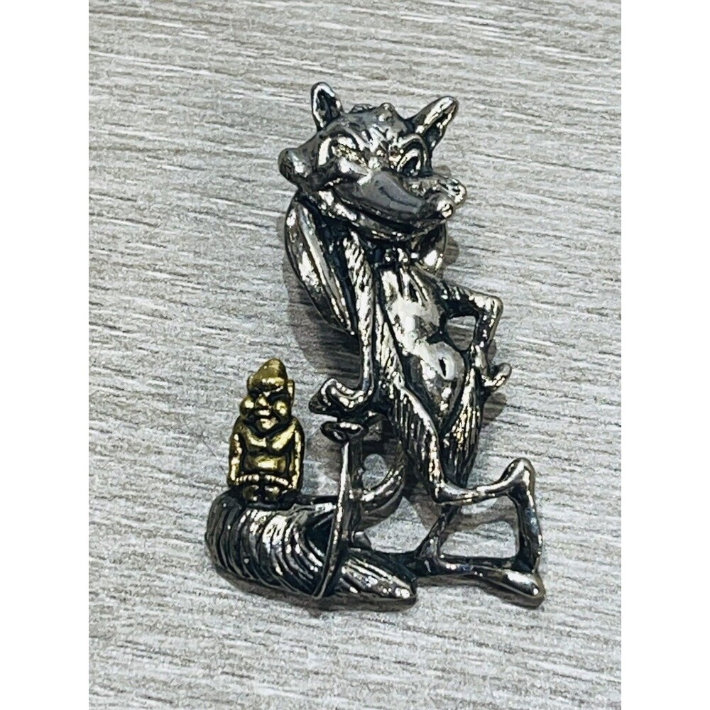 Vintage Libby Shriners Gold & Silver Wolf Billiken Shriner Masons Lapel Pin